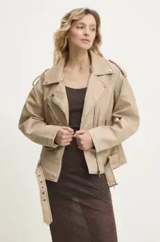 Answear Lab geaca ramones culoarea bej, de tranzitie imagine