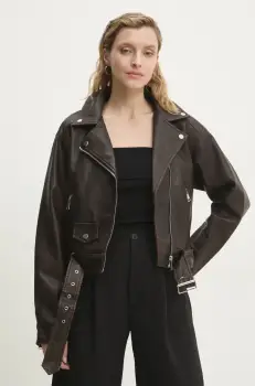 Answear Lab geaca ramones culoarea maro, de tranzitie imagine