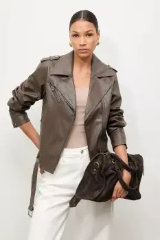 Answear.LAB geaca ramones culoarea maro, de tranzitie imagine