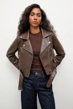 Answear.LAB geaca ramones culoarea maro, de tranzitie imagine