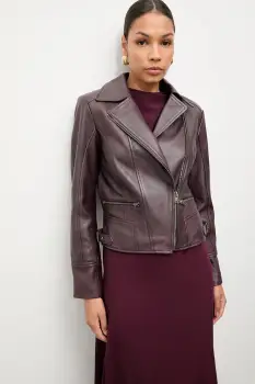 Answear.LAB geaca ramones de piele culoarea bordo, de tranzitie imagine