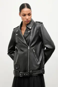 Answear.LAB geaca ramones de piele culoarea negru, de tranzitie imagine