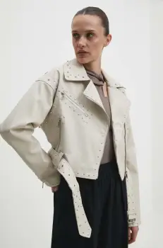 Answear Lab geaca ramones femei, culoarea bej, de tranzitie, oversize imagine