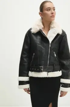 Answear Lab geaca ramones femei, culoarea negru, de tranzitie, oversize imagine