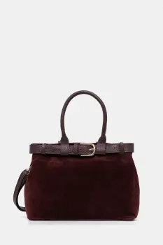 Answear.LAB geanta de mana din piele intoarsa culoarea bordo imagine