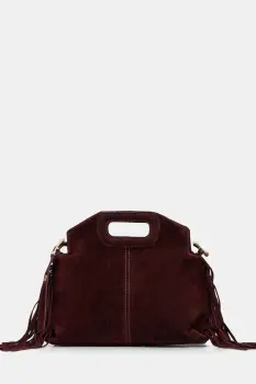 Answear.LAB geanta de mana din piele intoarsa culoarea bordo imagine
