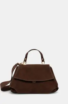 Answear Lab geanta de mana din piele intoarsa culoarea maro imagine