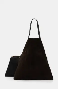 Answear Lab geanta de mana din piele intoarsa culoarea maro imagine