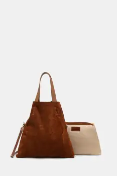 Answear Lab geanta de mana din piele intoarsa culoarea maro imagine