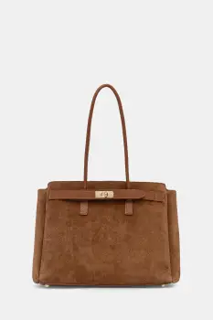 Answear.LAB geanta de mana din piele intoarsa culoarea maro imagine