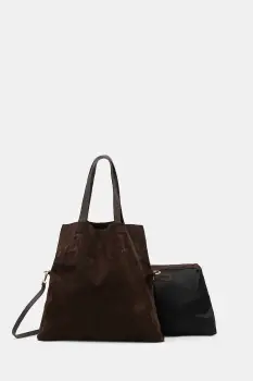 Answear.LAB geanta de mana din piele intoarsa culoarea maro imagine