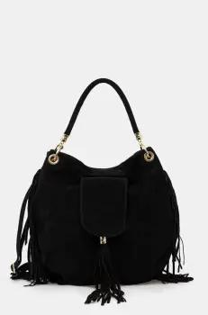 Answear Lab geanta de mana din piele intoarsa culoarea negru imagine