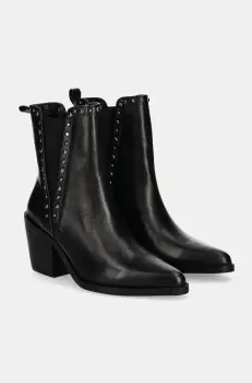 Answear Lab ghete chelsea de piele femei, culoarea negru, cu toc drept imagine