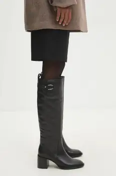 Answear Lab ghete de piele femei, culoarea negru, cu toc drept imagine