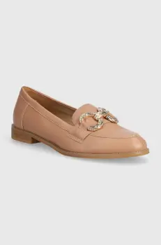 Answear Lab mocasini de piele femei, culoarea portocaliu, cu toc plat imagine