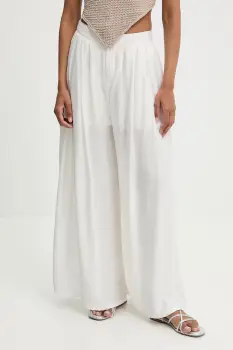 Answear Lab pantaloni culoarea alb, lat, high waist imagine