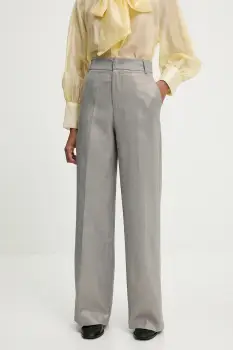 Answear Lab pantaloni culoarea argintiu, drept, high waist imagine
