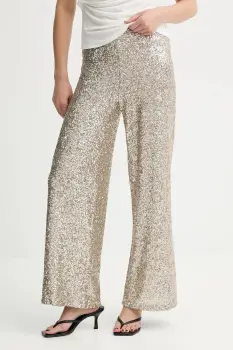 Answear.LAB pantaloni culoarea auriu, lat, high waist imagine