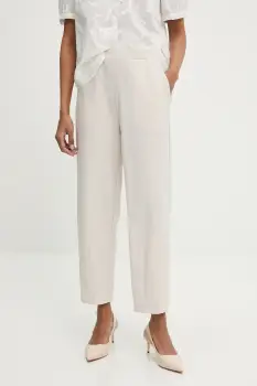 Answear Lab pantaloni culoarea bej, drept, high waist imagine