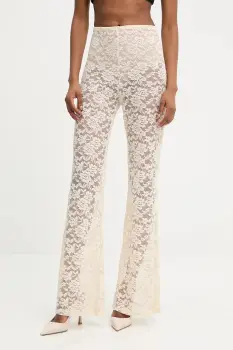 Answear Lab pantaloni culoarea bej, evazati, high waist imagine