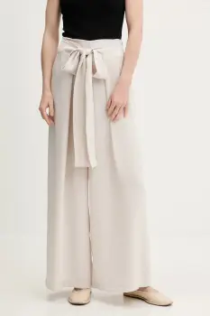 Answear Lab pantaloni culoarea bej, lat, high waist imagine