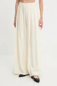 Answear Lab pantaloni culoarea bej, lat, high waist imagine