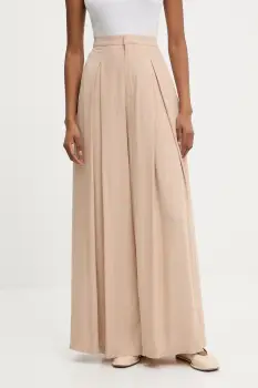 Answear Lab pantaloni culoarea bej, lat, high waist imagine