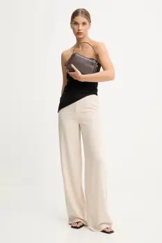 Answear.LAB pantaloni culoarea bej, lat, high waist imagine