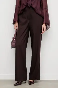 Answear.LAB pantaloni culoarea bordo, lat, high waist imagine