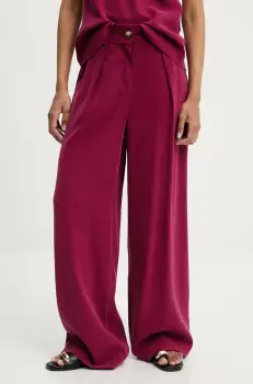 Answear Lab pantaloni culoarea bordo, lat, high waist imagine