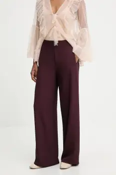 Answear.LAB pantaloni culoarea bordo, lat, high waist imagine
