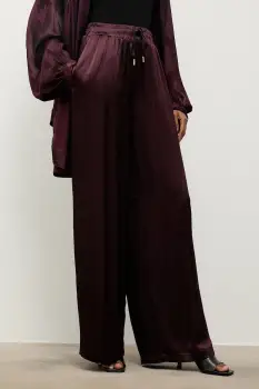 Answear.LAB pantaloni culoarea bordo, lat, high waist imagine