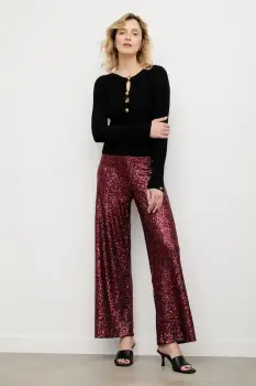Answear.LAB pantaloni culoarea bordo, lat, high waist imagine