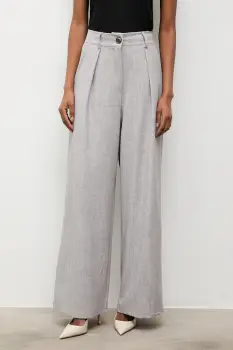 Answear.LAB pantaloni culoarea gri, drept, high waist imagine