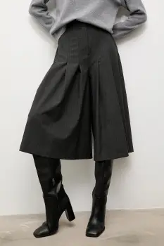 Answear.LAB pantaloni culoarea gri, midi, evazati imagine