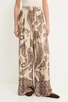 Answear.LAB pantaloni culoarea maro, drept, high waist imagine