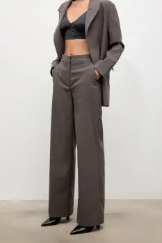 Answear.LAB pantaloni culoarea maro, lat, high waist imagine