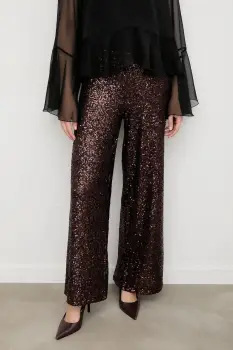 Answear.LAB pantaloni culoarea maro, lat, high waist imagine