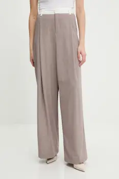 Answear Lab pantaloni culoarea maro, lat, high waist imagine