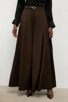 Answear.LAB pantaloni culoarea maro, lat, high waist imagine