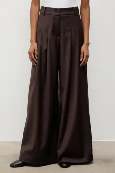 Answear.LAB pantaloni culoarea maro, lat, high waist imagine