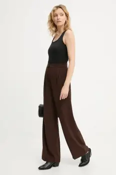 Answear.LAB pantaloni culoarea maro, lat, high waist imagine