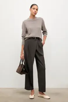 Answear.LAB pantaloni culoarea maro, lat, high waist imagine