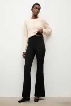 Answear.LAB pantaloni culoarea negru, evazati, high waist imagine