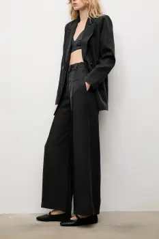 Answear.LAB pantaloni culoarea negru, lat, high waist imagine