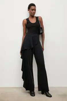 Answear.LAB pantaloni culoarea negru, lat, high waist imagine