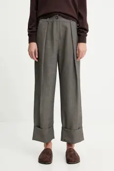 Answear.LAB pantaloni culoarea verde, drept, high waist imagine