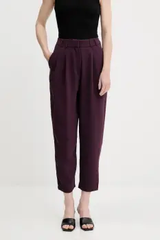 Answear Lab pantaloni culoarea violet, fason chinos, high waist imagine