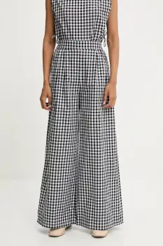 Answear Lab pantaloni de bumbac culoarea negru, lat, high waist imagine