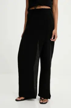 Answear Lab pantaloni de bumbac culoarea negru, lat, high waist imagine